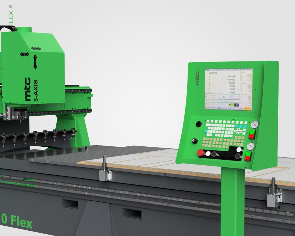 Control panel located on the Flex Series General nesting and Routing CNC machine by MTC.