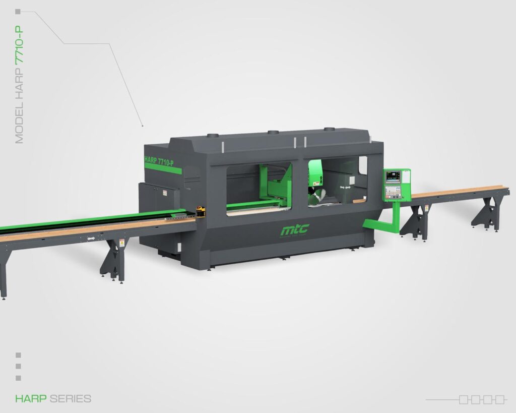 Side view of MTC's enclosed CNC machine. Model 7710 from the Harp Series.