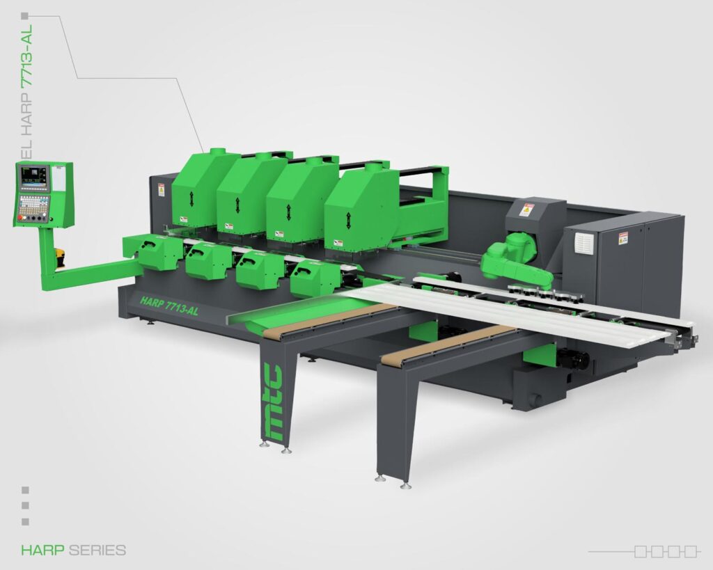 High-precision door jamb CNC machine from MTC, featuring 4 machining heads