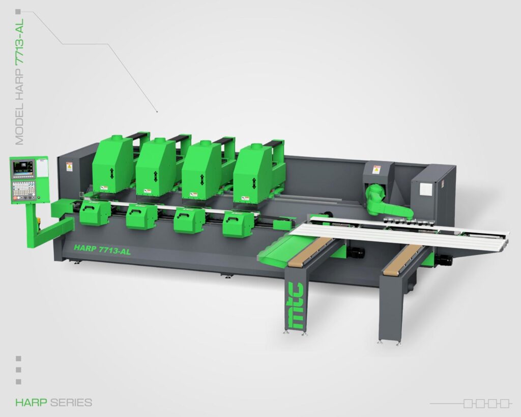 High-precision door jamb CNC machine from MTC, featuring 4 machining heads